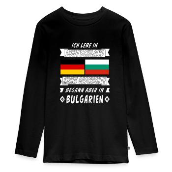 DEUTSCHLAND GESCHICHTE BULGARIEN - Teenager Premium Bio Langarmshirt - Schwarz - Vorne - AI Model Kid Female (0cm)