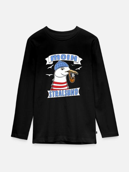 MÖWE MOIN STRALSUND - Teenager Premium Bio Langarmshirt - Schwarz