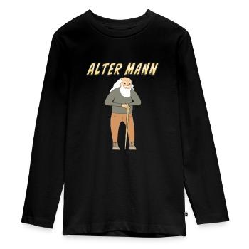 ALTER MANN - Teenager Premium Bio Langarmshirt - Schwarz - Vorne - AI Model Kid Female (0cm)
