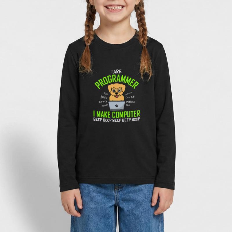 I Are Programmer I Make Computer Beep Boop Dog Teenager Premium Organic Long Sleeve Shirt