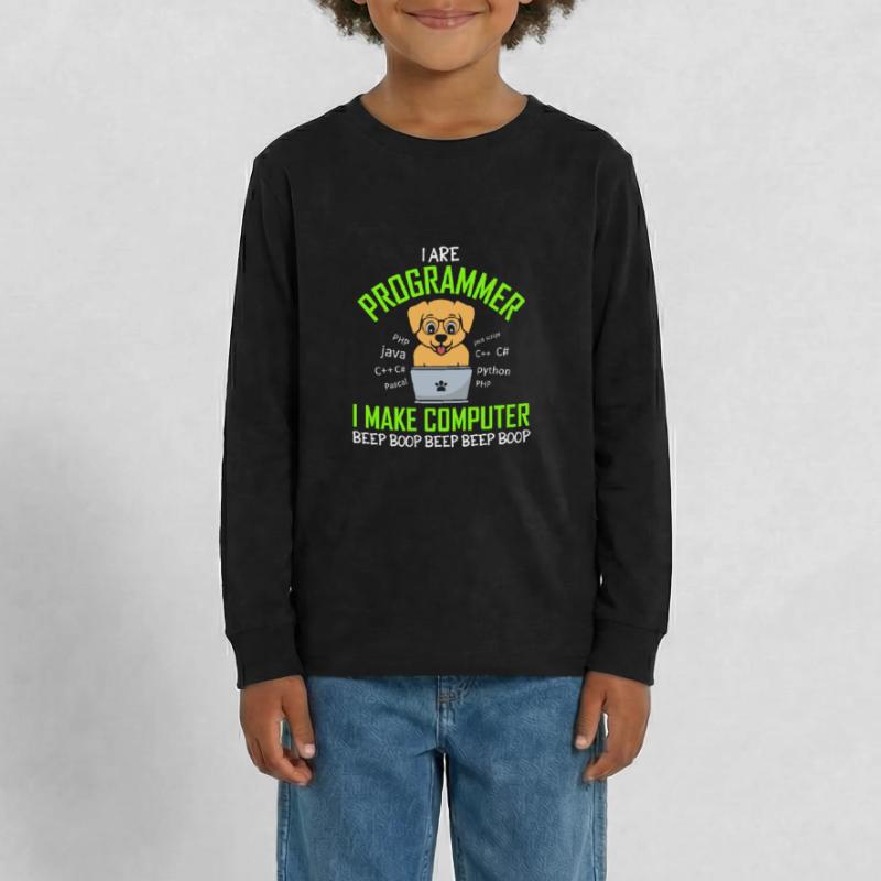 I Are Programmer I Make Computer Beep Boop Dog Teenager Premium Organic Long Sleeve Shirt