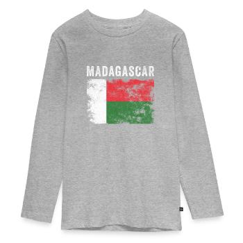 Madagascar Drapeau Malgache en détresse Drapeau malgache - T-shirt manches longues Premium Ado - gris chiné - Devant