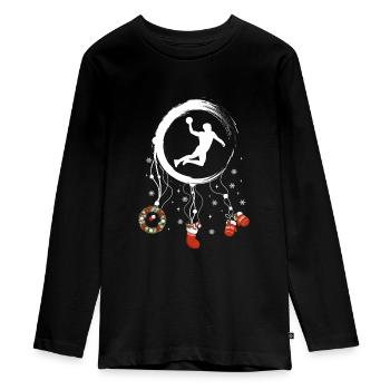 Handball Weihnachten Weihnachtstraumfänger - Teenager Premium Bio Langarmshirt - Schwarz - Vorne - AI Model Kid Female (0cm)