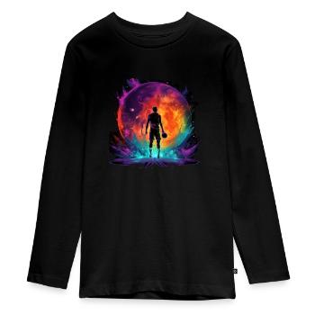 Basketball player in art design for sports fans - Teenager Premium Organic Long Sleeve Shirt - black - Front - AI Model Kid Female (0cm)