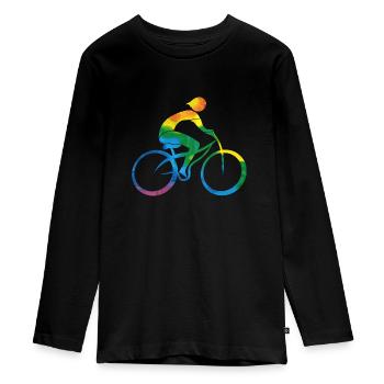 Cyclist - Teenager Premium Organic Long Sleeve Shirt - black - Front - AI Model Kid Female (0cm)