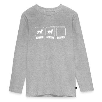 sitz plaz bleib - Teenager Premium Bio Langarmshirt - Grau meliert - Vorne