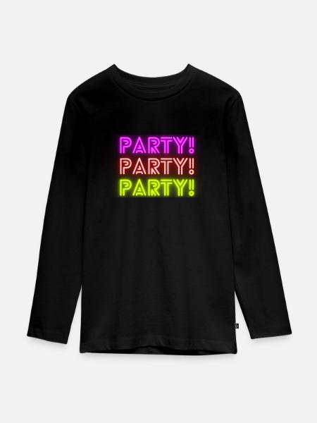 Party - Teenager Premium Bio Langarmshirt - Schwarz