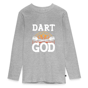 Dartgott Dartscheibe - Teenager Premium Bio Langarmshirt - Grau meliert - Vorne