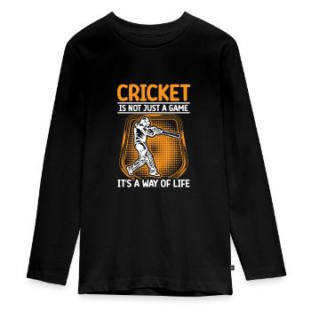 Cricket is a way of life - Teenager Premium Organic Long Sleeve Shirt - black - Front - AI Model Kid Female (0cm)