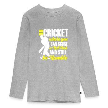 Cricket where you can score - Teenager Premium Organic Long Sleeve Shirt - heather grey - Front