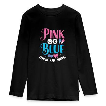 Rosa Oder Blau Denken Oder Zwinkern - Teenager Premium Bio Langarmshirt - Schwarz - Vorne - AI Model Kid Female (0cm)