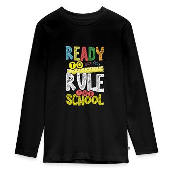 Ready to rule the school - Teenager Premium Organic Long Sleeve Shirt - black - Front - AI Model Kid Female (0cm)