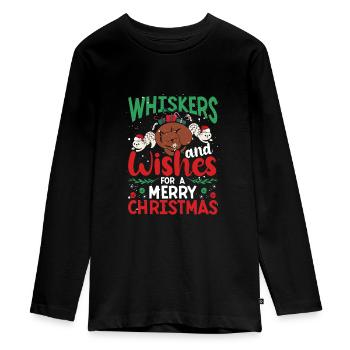 Whiskers and wishes - Teenager Premium Organic Long Sleeve Shirt - black - Front - AI Model Kid Female (0cm)