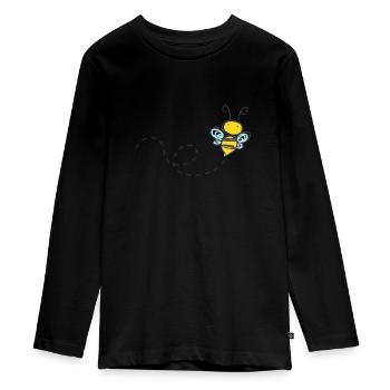 Bee for children - Teenager Premium Organic Long Sleeve Shirt - black - Front - AI Model Kid Female (0cm)