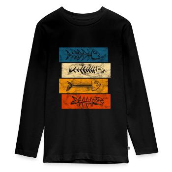 Angeln Angeler Fischen Fischer Fisch Retro - Teenager Premium Bio Langarmshirt - Schwarz - Vorne - AI Model Kid Female (0cm)