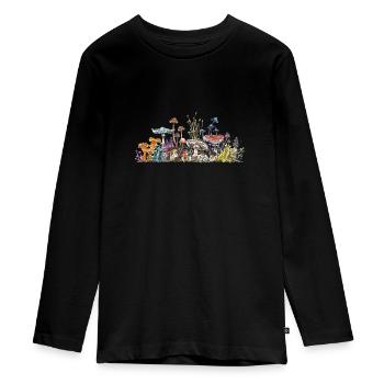 Groupe de champignons / Horde / Démo / Comic - T-shirt manches longues Premium Ado - noir - Devant - AI Model Kid Female (0cm)