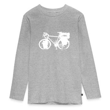 Bicycle Bikepacking Bike Bike white - Teenager Premium Organic Long Sleeve Shirt - heather grey - Front