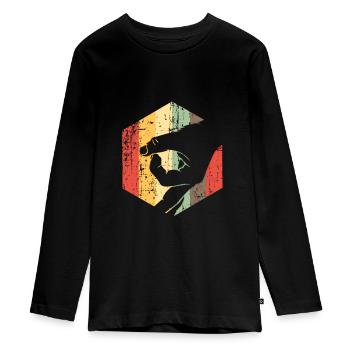 Durchschauen Circle Game Gotcha Spiel Hand - Teenager Premium Bio Langarmshirt - Schwarz - Vorne - AI Model Kid Female (0cm)
