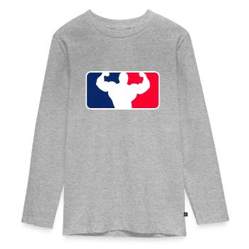 Ligue de Bodybuilding - T-shirt manches longues Premium Ado - gris chiné - Devant