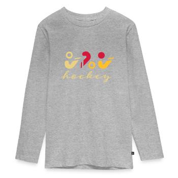 Logo de hockey - T-shirt manches longues Premium Ado - gris chiné - Devant