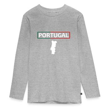 Drapeau Portugal Contour du pays - T-shirt manches longues Premium Ado - gris chiné - Devant