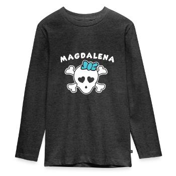 Pirate Lotte Design for Girls and Women - Teenager Premium Organic Long Sleeve Shirt - heather anthracite - Front - AI Model Kid Female (0cm)