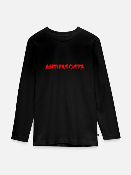 Antifascista -- Rot - Teenager Premium Bio Langarmshirt - Schwarz