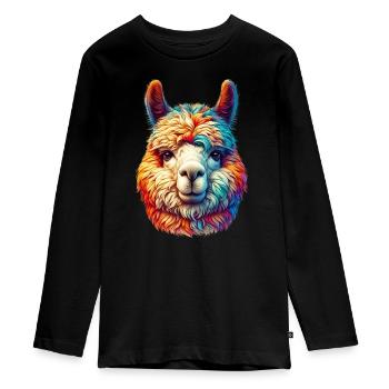 Alpaka - Teenager Premium Bio Langarmshirt - Schwarz - Vorne - AI Model Kid Female (0cm)