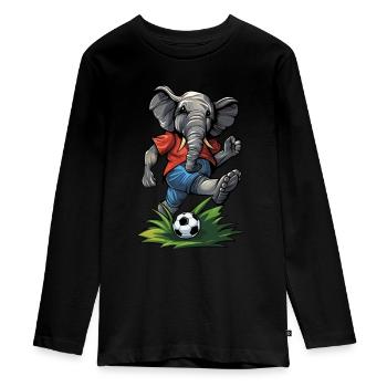 Ballon de football Fußball Elefant Elephant - T-shirt manches longues Premium Ado - noir - Devant - AI Model Kid Female (0cm)