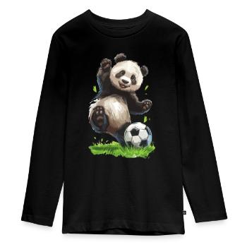 Football Panda Calcio fútbol americano piłka nożna - T-shirt manches longues Premium Ado - noir - Devant - AI Model Kid Female (0cm)