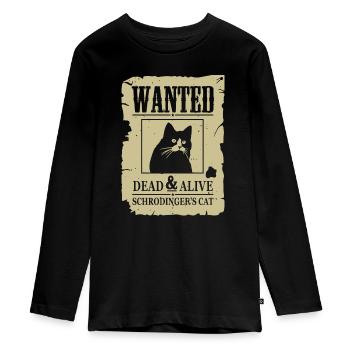 Wanted Dead And Alive Schrodinger Cat - Teenager Premium Organic Long Sleeve Shirt - black - Front - AI Model Kid Female (0cm)