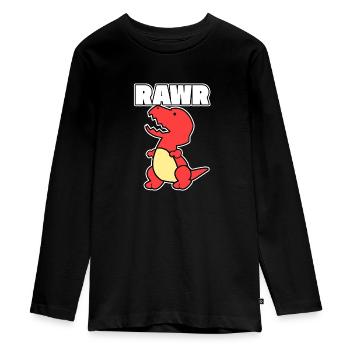 Dinosaurier Dino Rawr Geschenk vintage Tier rot - Teenager Premium Bio Langarmshirt - Schwarz - Vorne - AI Model Kid Female (0cm)