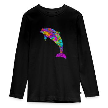 Delphin Geschenk Wassertiere Säugetier Fisch - Teenager Premium Bio Langarmshirt - Schwarz - Vorne - AI Model Kid Female (0cm)
