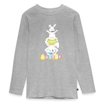 Heureux oriental - T-shirt manches longues Premium Ado - gris chiné - Devant