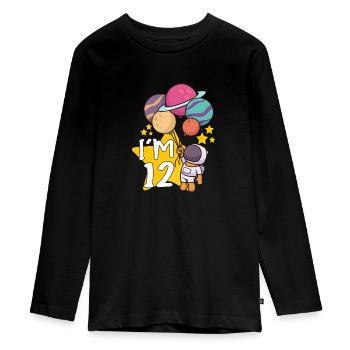 Astronaut Astronomy Solar System Space Kids - Teenager Premium Organic Long Sleeve Shirt - black - Front - AI Model Kid Female (0cm)