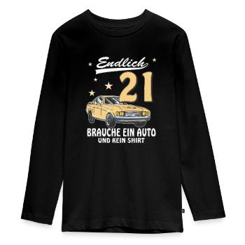 AUTO GEBURTSTAG ENDLICH 21 - Teenager Premium Bio Langarmshirt - Schwarz - Vorne - AI Model Kid Female (0cm)