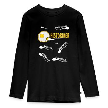 HISTORIKER - Teenager Premium Bio Langarmshirt - Schwarz - Vorne - AI Model Kid Female (0cm)