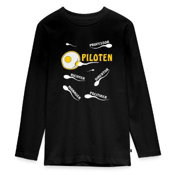 PILOTES - T-shirt manches longues Premium Ado - noir - Devant - AI Model Kid Female (0cm)