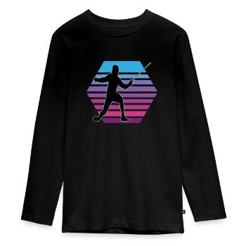 Fencing Fencing Sport Fencing - Teenager Premium Organic Long Sleeve Shirt - black - Front - AI Model Kid Female (0cm)
