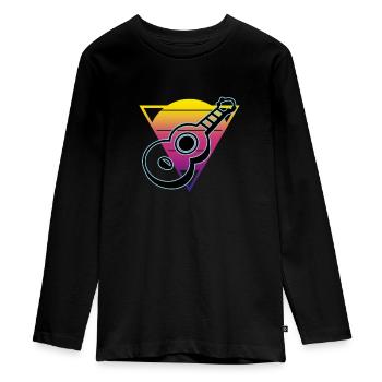 Ukuleles Vitage - Teenager Premium Organic Long Sleeve Shirt - black - Front - AI Model Kid Female (0cm)