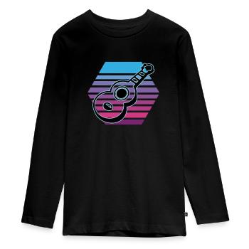 Ukuleles Vitage - Teenager Premium Organic Long Sleeve Shirt - black - Front - AI Model Kid Female (0cm)