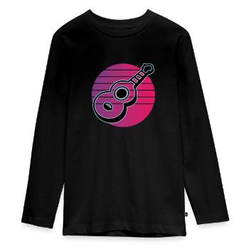 Ukuleles Vitage - Teenager Premium Organic Long Sleeve Shirt - black - Front - AI Model Kid Female (0cm)