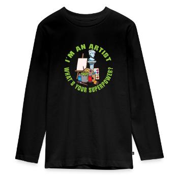 Künstler Malerei Maler Kunstfarbe Kunstlehrer - Teenager Premium Bio Langarmshirt - Schwarz - Vorne - AI Model Kid Female (0cm)