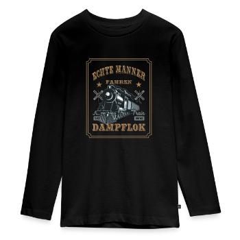 Dampflok fahren ist Nostalgie mit Eisenbahn - Teenager Premium Bio Langarmshirt - Schwarz - Vorne - AI Model Kid Female (0cm)