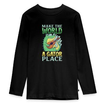 Alligator Crocodile Animal Reptile Zoo Lézard Love - T-shirt manches longues Premium Ado - noir - Devant - AI Model Kid Female (0cm)