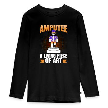 Amputierter Lebendige Kunst Bein Arm Prothese - Teenager Premium Bio Langarmshirt - Schwarz - Vorne - AI Model Kid Female (0cm)
