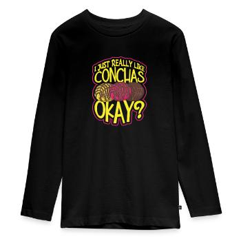 Spanischer Humor Conchas Mexikanisches Brot - Teenager Premium Bio Langarmshirt - Schwarz - Vorne - AI Model Kid Female (0cm)