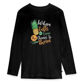 Day of embryo transfer IVF in vitro fertilization - Teenager Premium Organic Long Sleeve Shirt - black - Front - AI Model Kid Female (0cm)