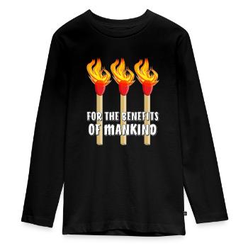 MATCH FOR THE BENEFITS OF MANKIND - Teenager Premium Organic Long Sleeve Shirt - black - Front - AI Model Kid Female (0cm)