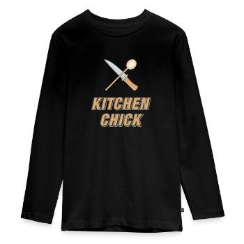 KITCHEN CHICK - Teenager Premium Bio Langarmshirt - Schwarz - Vorne - AI Model Kid Female (0cm)